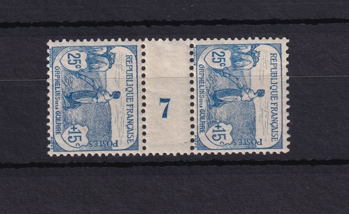 France 1917 - côte 700€, sans charnière, rare millésime 7 sur orphelin de guerre - Yvert n°151