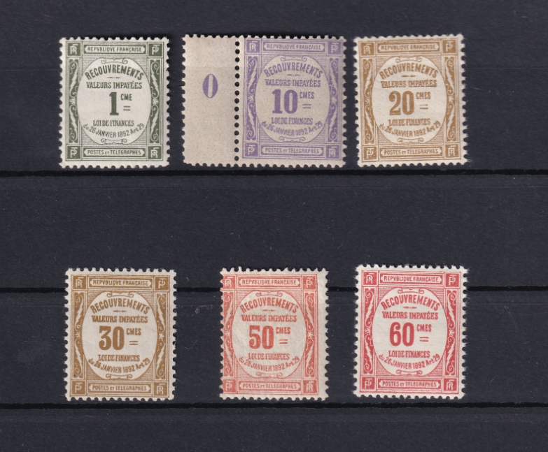 France 1908/1925 - complet et sans charnière, côte 1300€ - Yvert taxe n°43/48