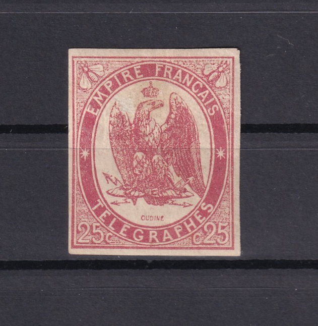 France 1868 - signé Calves, rare timbre télégraphe neuf - Yvert n°1