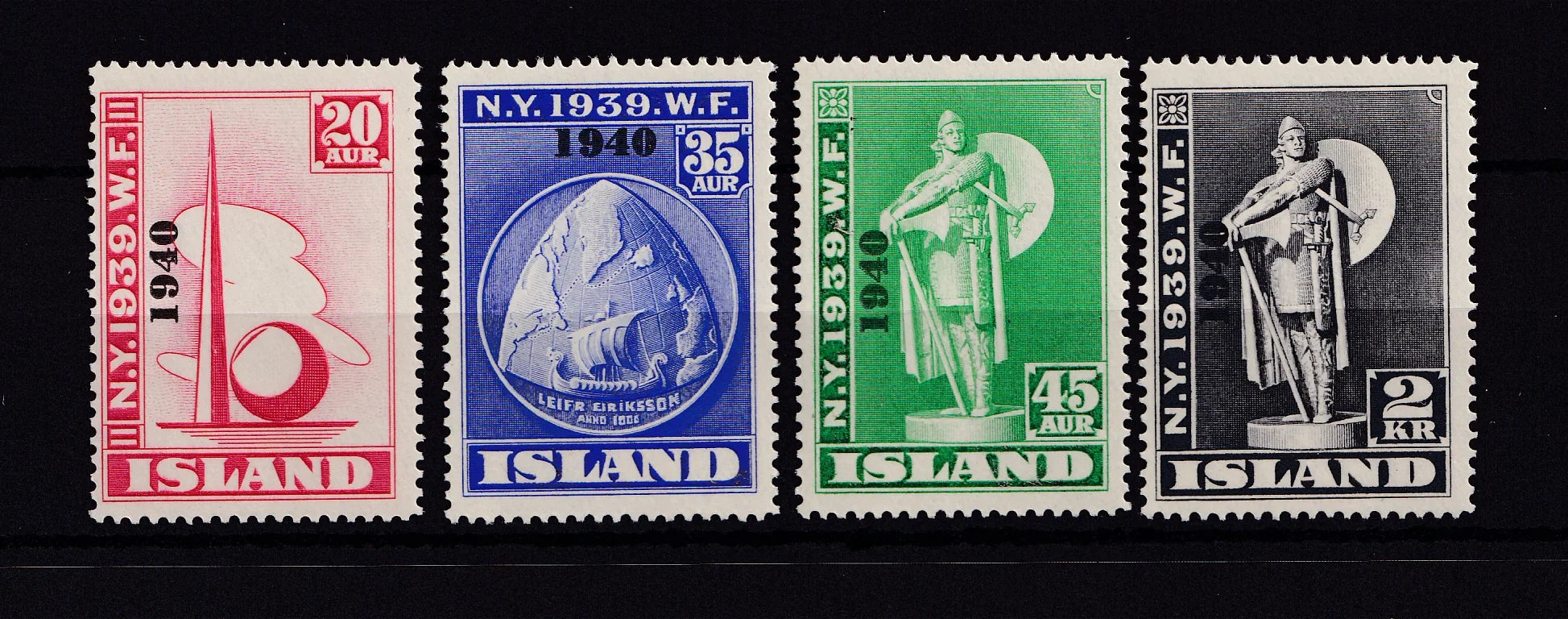 Islande 1940 - sans charnière, série complète - Yvert n°188A/188D