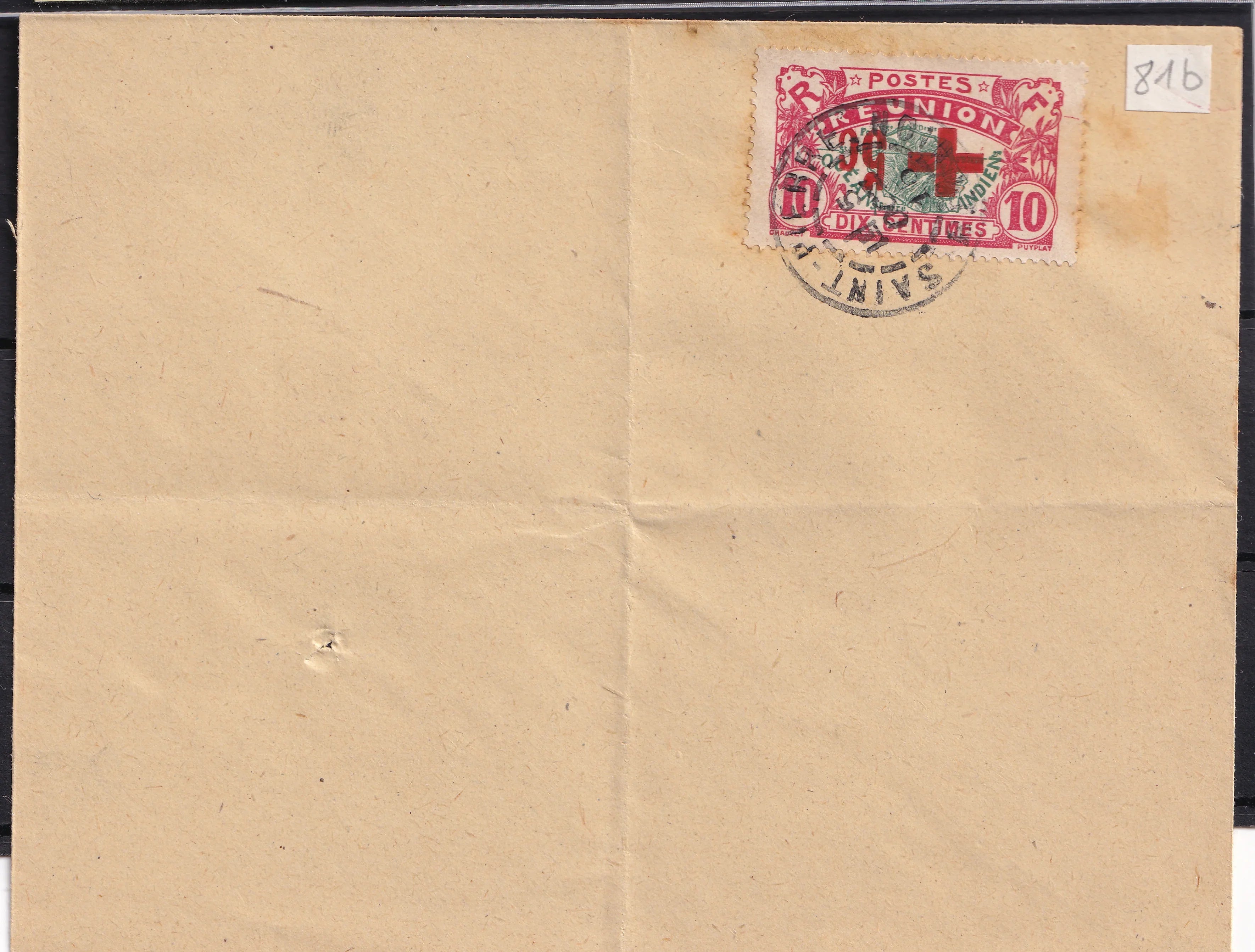 Réunion 1915 - Surcharge renversé sur lettre - Yvert n°81c