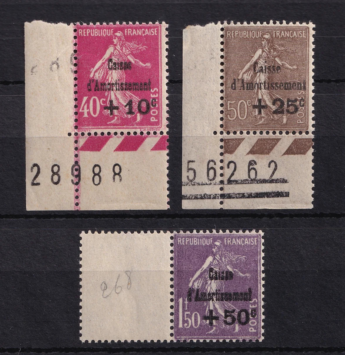 France 1930 - Sans charnière, avec coin de feuille ou Bord - Yvert n°266/268