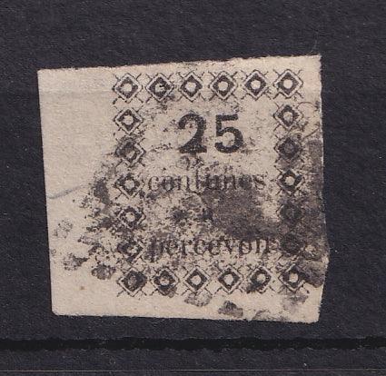 Guadeloupe 1876 - Signé Miro, Rare taxe 25c noir, Cote 1200€ - Yvert n°1