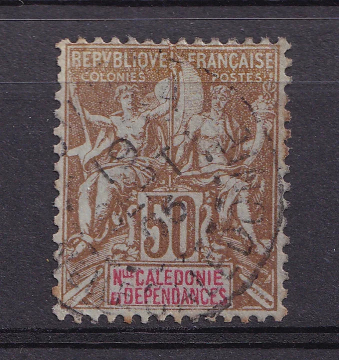 Nouvelle Calédonie 1900/1904 - Cote 120€, 50c bistre et rouge sur azuré - Yvert n°63