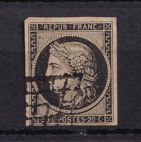 France 1849 - Cérès 20ct noir sur jaune - Yvert n°3