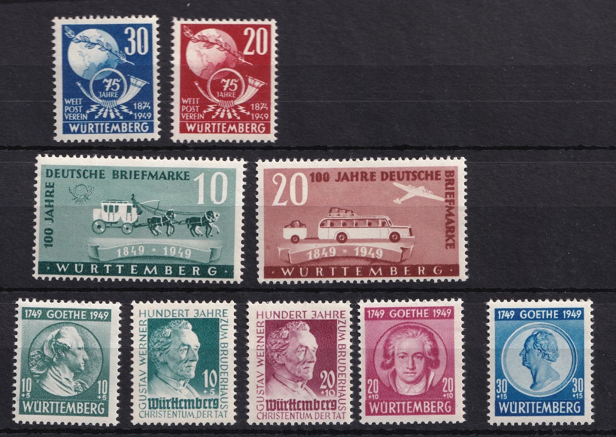 Allemagne ( Wurtemberg ) 1949 - Sans charnière, série complète - Yvert n°44/52