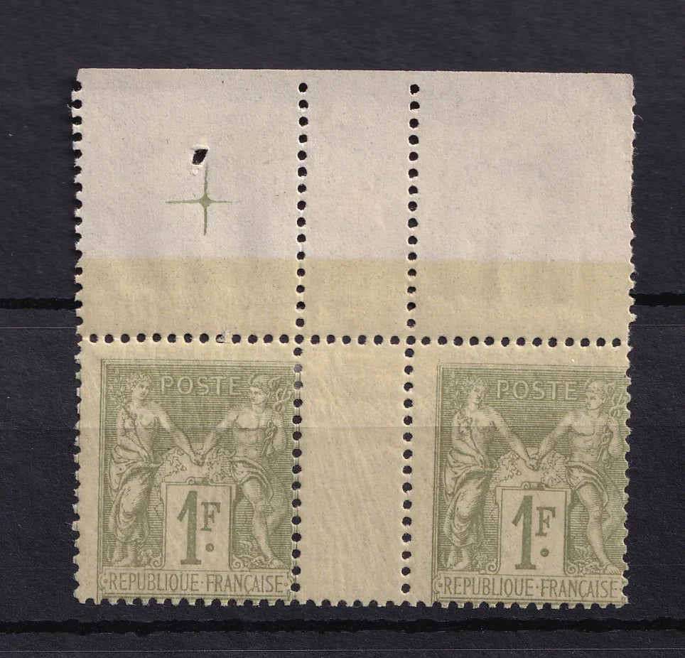 France 1883 - Pièce de choix, avec croix de repère et Bord de feuille - Yvert n°82