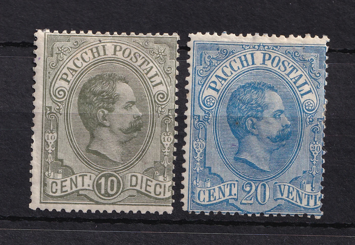 Italie 1884/1886 - Colis Postaux, 10c et 20c, cote 370€- Yvert n°1 et 2