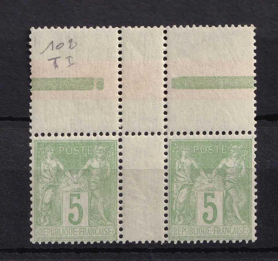 France 1898 - Sans charnière, superbe paire du Type I - Yvert n°102