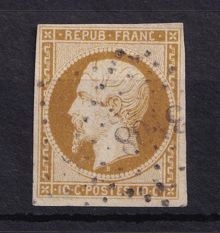 France 1852 - Signé Brun, nuance Bistre Brun, Napoléon 10c - Yvert n°9