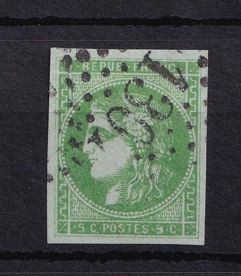 France 1870 - pièce de choix, grande marge, Bordeaux 5c report 2 - Yvert n°42B