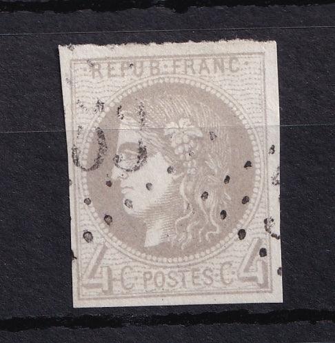France 1870 - Signé Brun, superbe exemplaire du Bordeaux 4c gris report 2 - Yvert n°41B