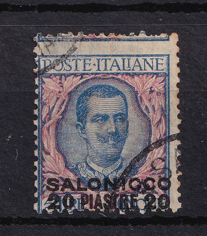 Levant, Bureau italiens - cote 450€, 20 pi sur 5 lire Bleue et Rose - Yvert n°89
