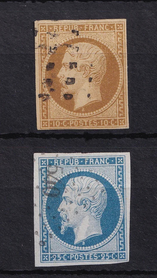 France 1852 - Signé Calves, superbe série des Républiques - Yvert n°9/10