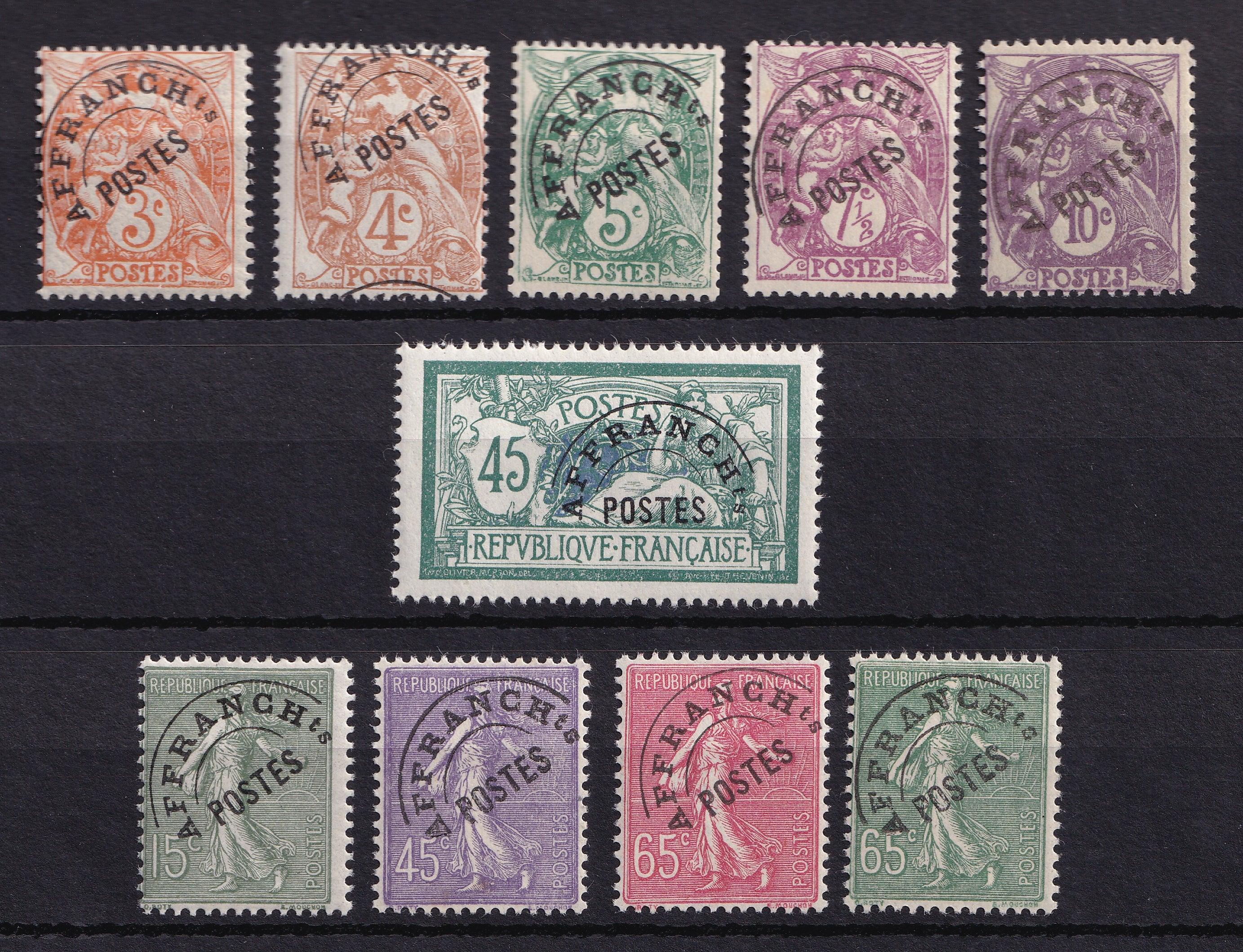 France 1922/1947 - sans charnière, avec variété non coté mais referencé surcharge à cheval - Yvert préo n°39/46, 40h et 48/49