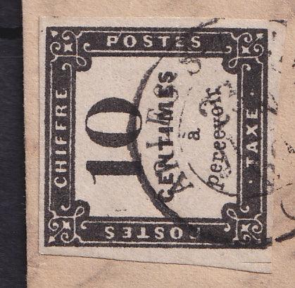 France 1859 - Signé Calves, Taxe 10c Litho sur lettre - Yvert taxe n°1