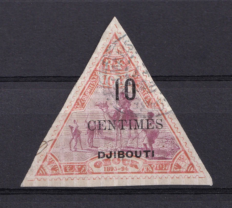 Cote des somalis 1902 - 10c sur 10fr orange et lilas - Yvert n°33