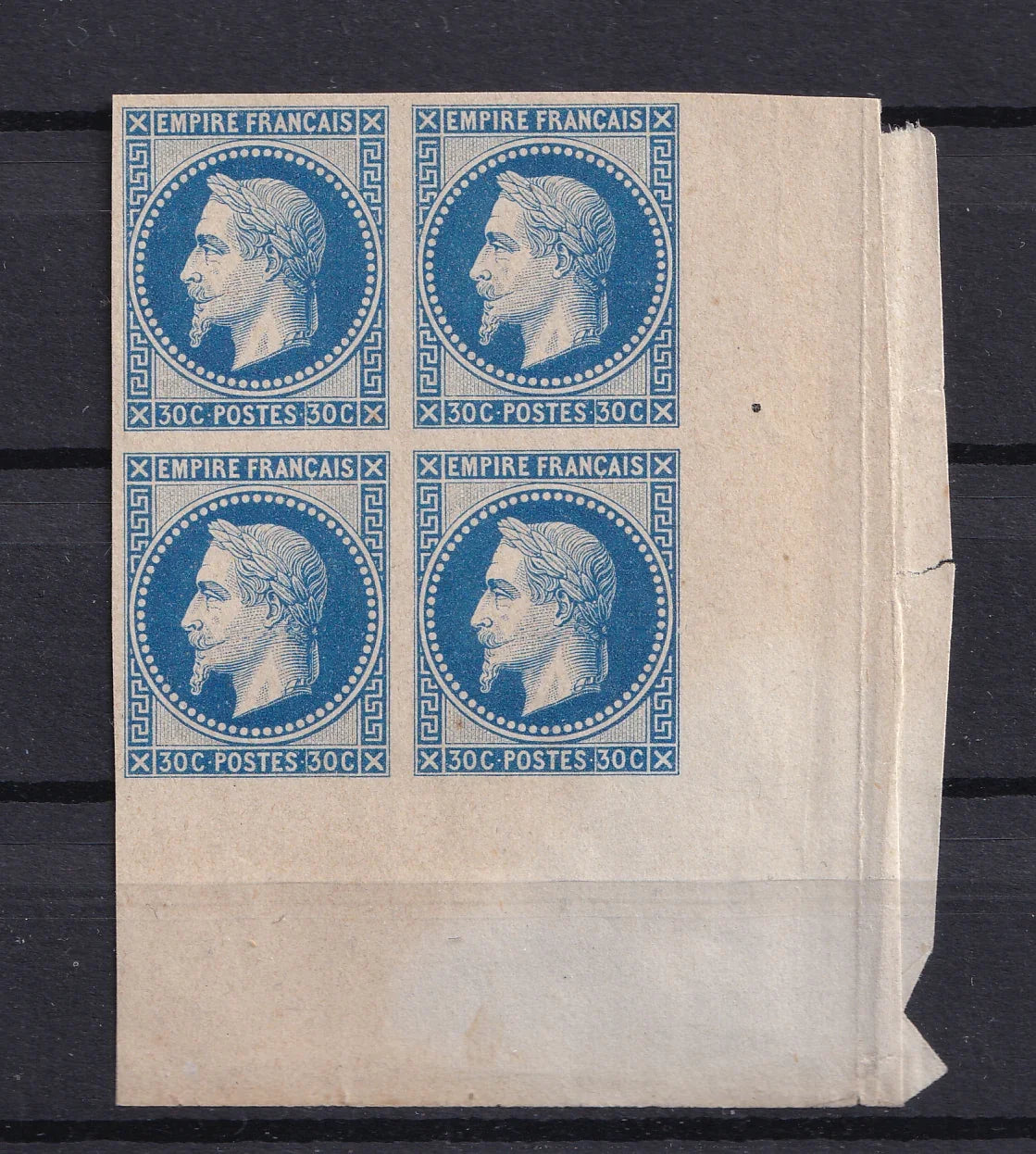 France - Superbe bloc du 30c Napoléon essai bleu