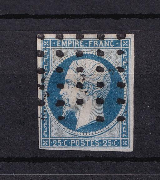 France 1853 - Signé, Oblitération gros point - Yvert n°15
