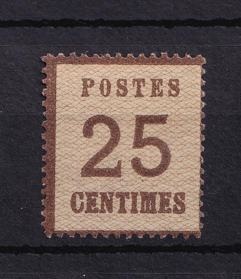 France 1870 - Alsace lorraine, 25c Brun noir - Yvert n°7