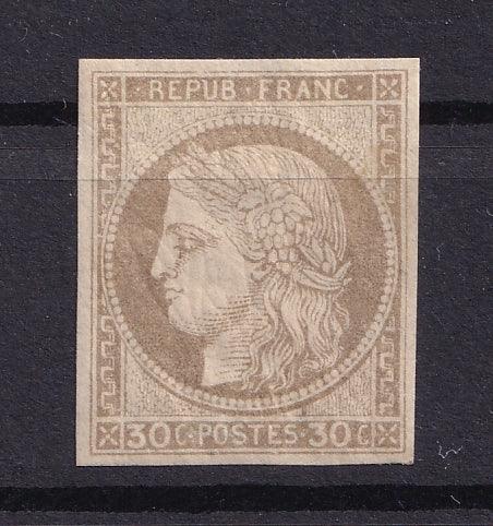 Colonie française 1872/1877 - Signé Brun, cote 350€, 30c Brun