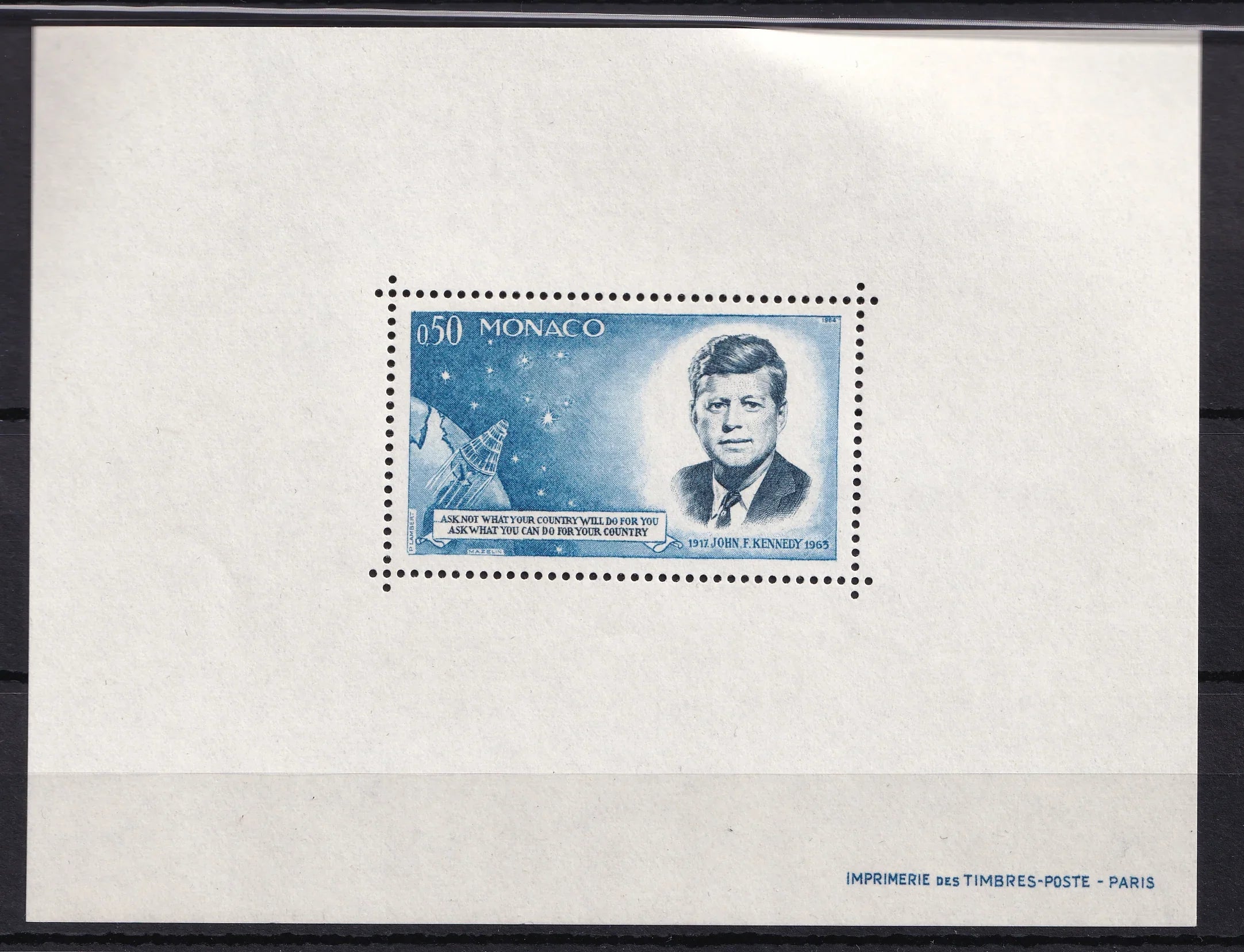 Monaco 1964 - Sans charnière, Bloc spécial Kennedy - Yvert n°8