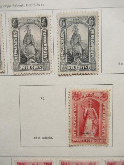 Etats unis d'Amérique- Timbres pour journaux, collection de Fac Simicé