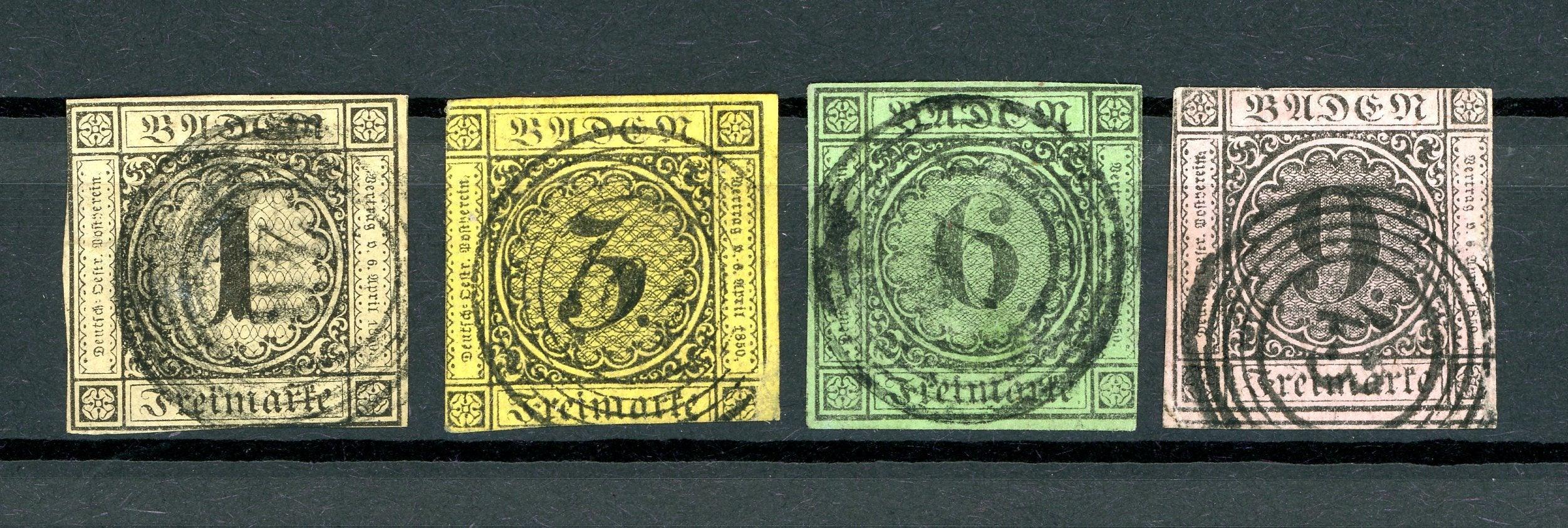 Bade 1851/1852 - Série complète - Yvert n°1/4 - Timbres-Et-Passion