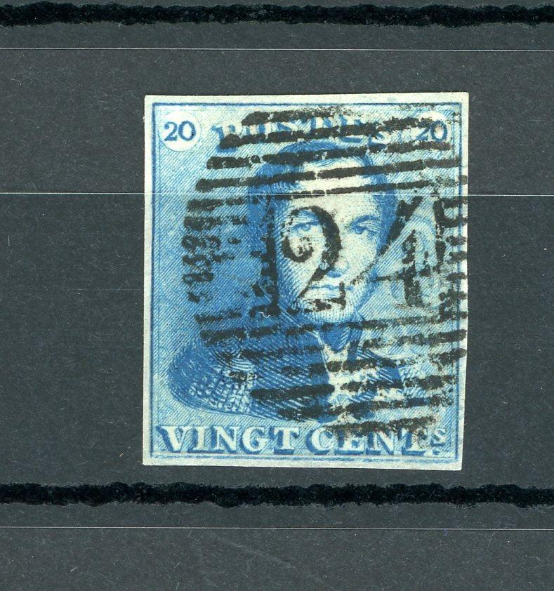 Belgique 1849 - 1er choix, Léopold 1er, 20cts bleu clair - Yvert n°2 - Timbres-Et-Passion