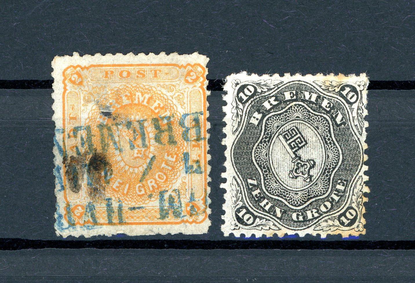 Brême 1866/1867 - Sélection de timbres - Yvert n°10 et 14 - Timbres-Et-Passion