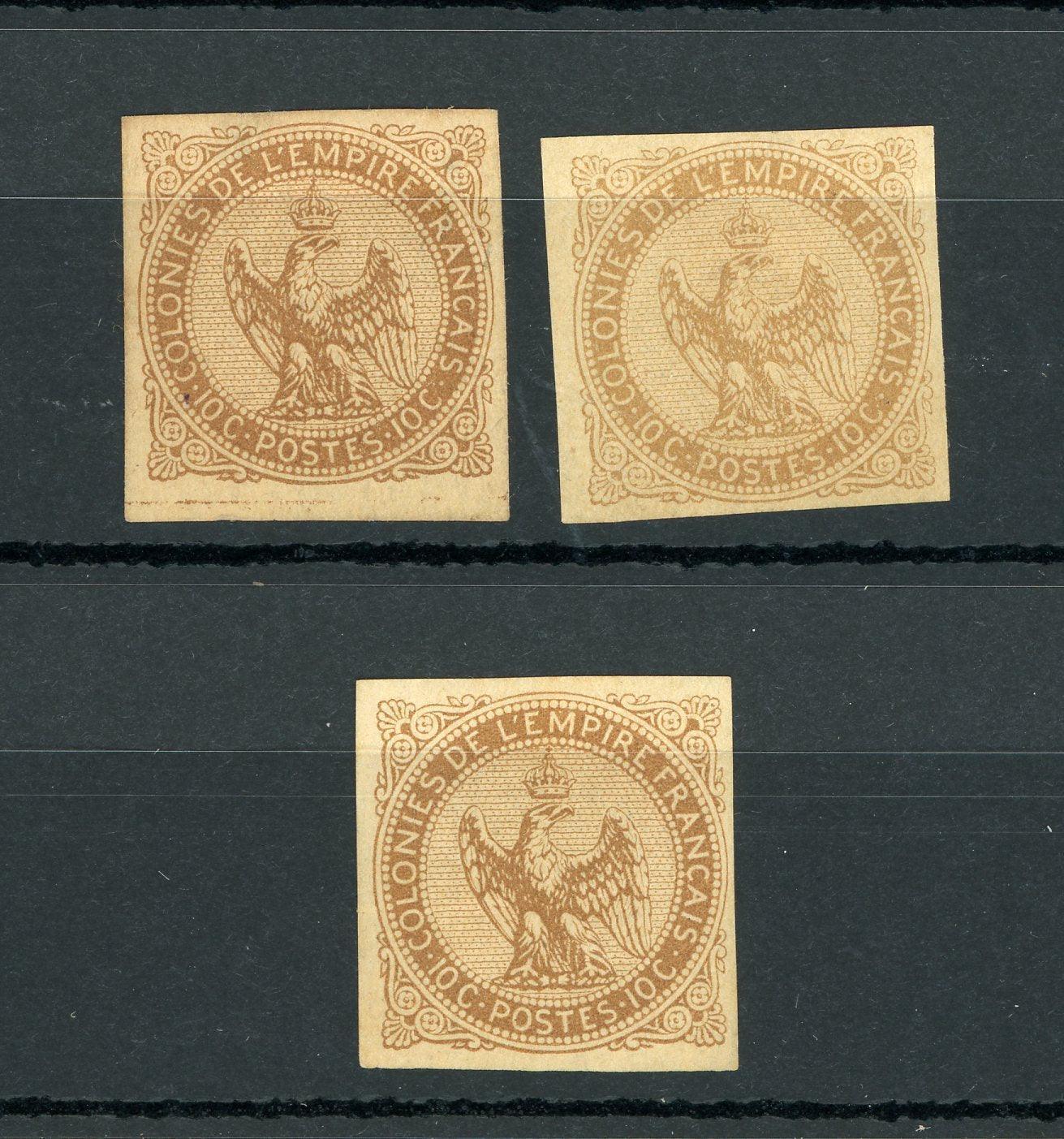 Colonies Françaises 1859/1865 - Aigle impérial, étude de nuances sur le 10cts - Yvert n°3 - Timbres-Et-Passion