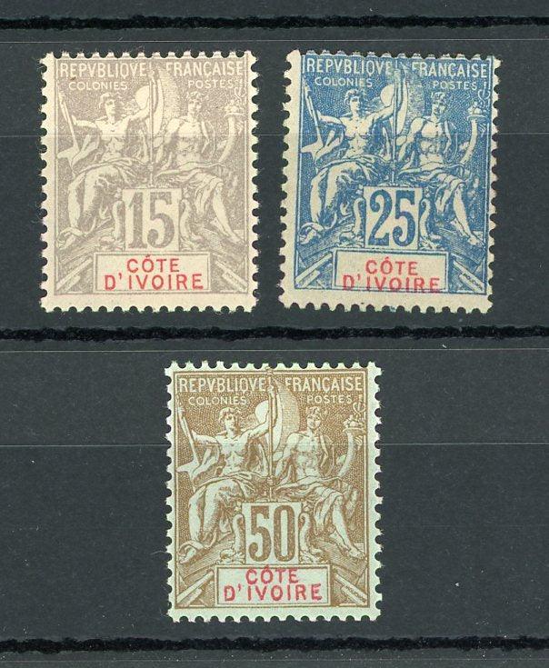 Côte d'Ivoire 1900 - Série de type groupe - Yvert n°15/17 - Timbres-Et-Passion