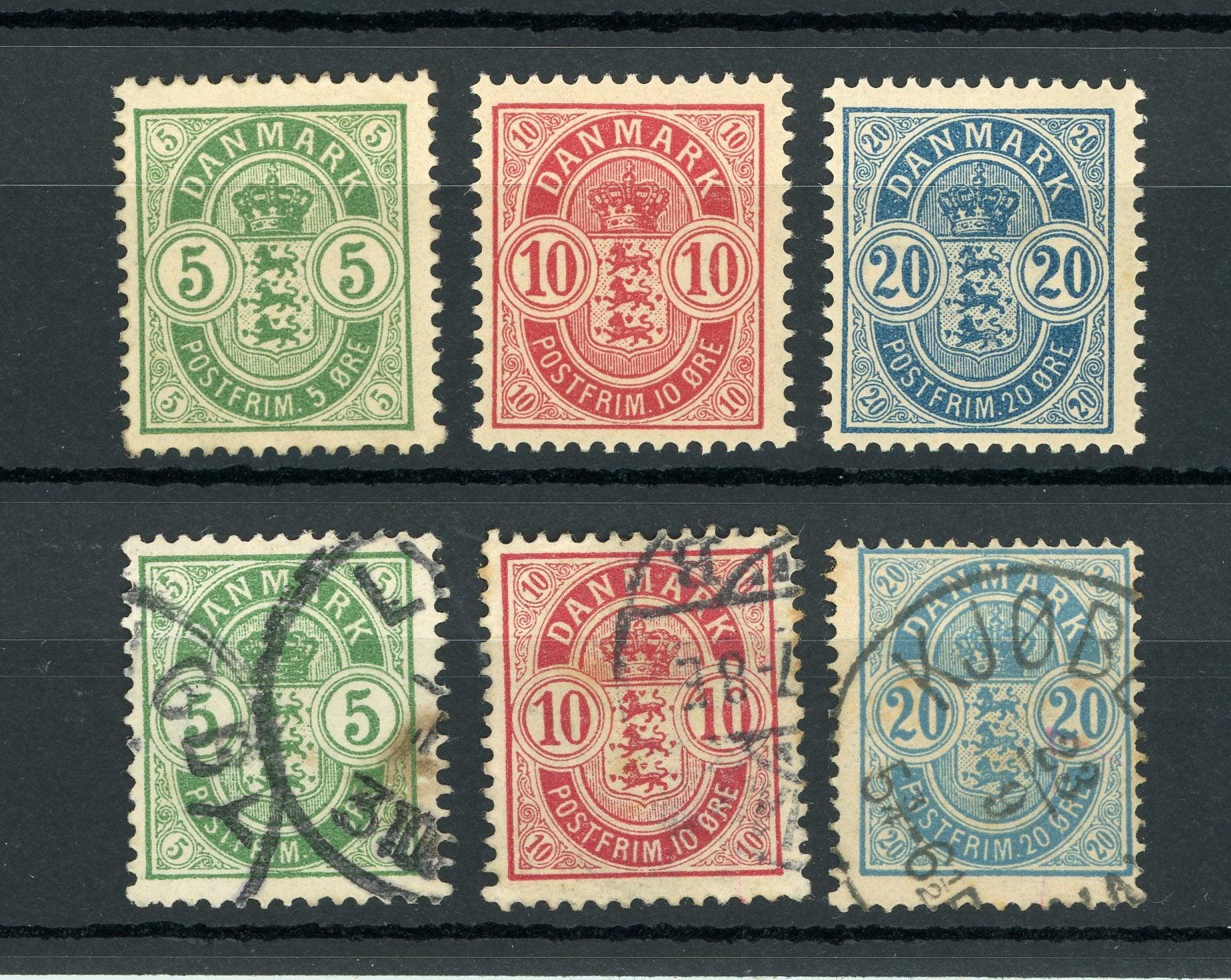 Danemark 1882/1895 - Superbe série complète doublée en oblitéré - Yvert n°35/37 - Timbres-Et-Passion