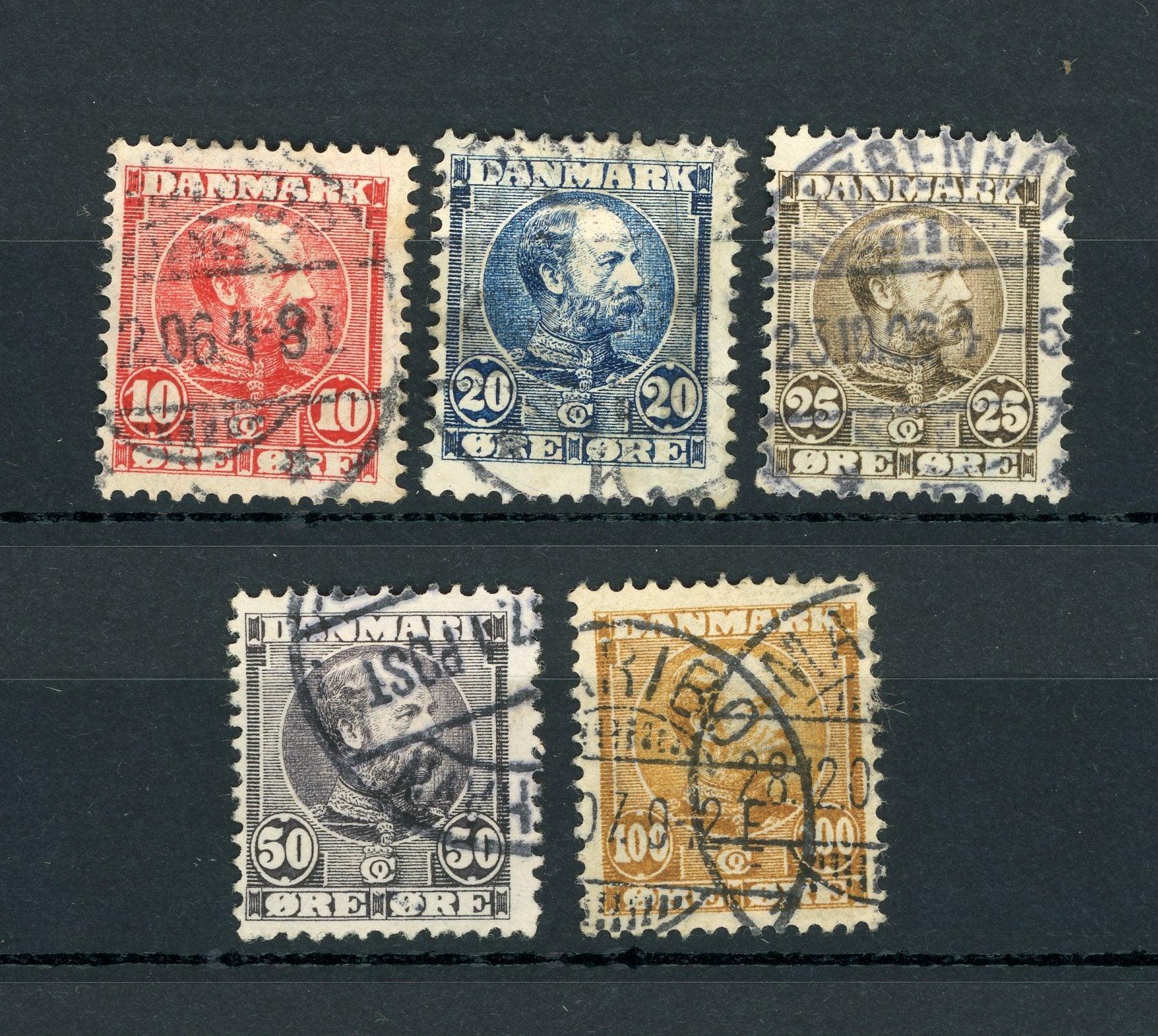 Danemark 1904 - Christian IX, série complète - Yvert n°43/47 - Timbres-Et-Passion