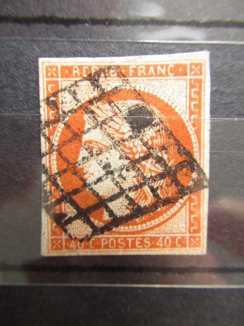 France 1850 - Signé Brun, Cérès 40cts orange - Yvert n°5 - Timbres-Et-Passion