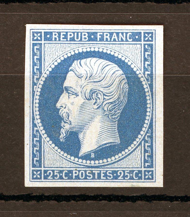 France 1862 - Signé Jacquard / Calves , Superbe réimpression du république 25c Bleu - Yvert n°10c - Timbres-Et-Passion