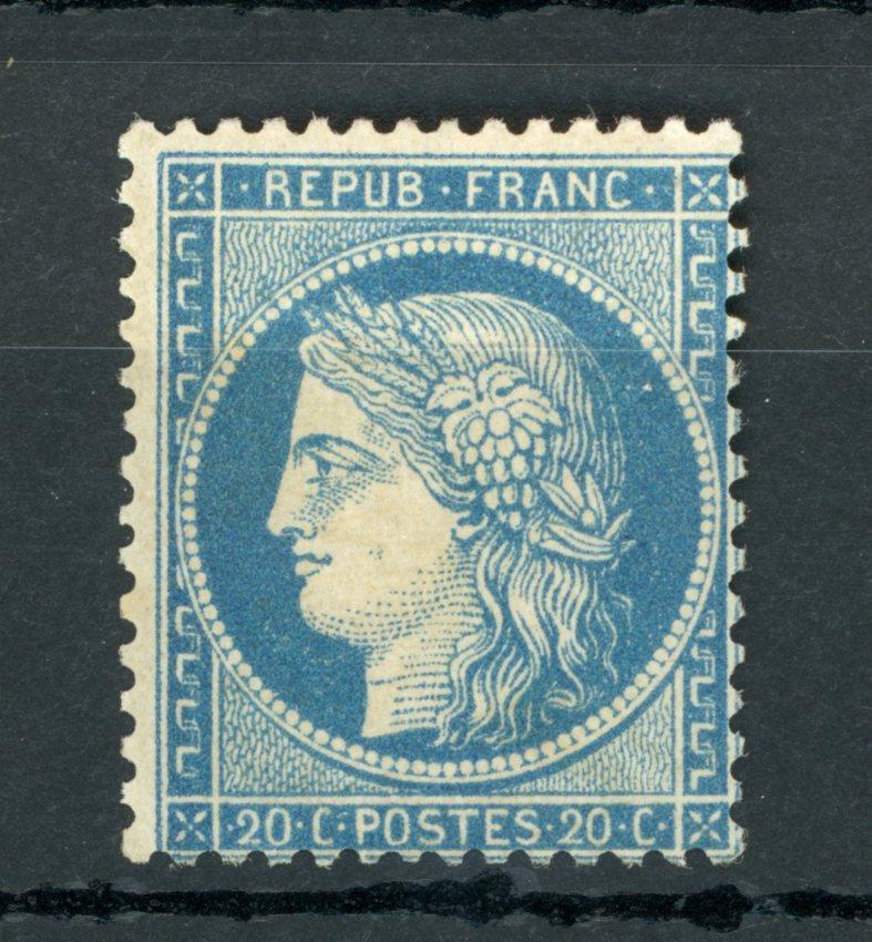 France 1870 - signé Brun, superbe cérès 20cts Bleu - Yvert n°37a - Timbres-Et-Passion