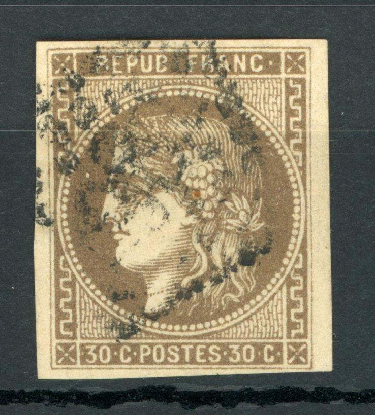 France 1870 - Signé Calves, Bordeaux 30c brun - Yvert n°47 - Timbres-Et-Passion