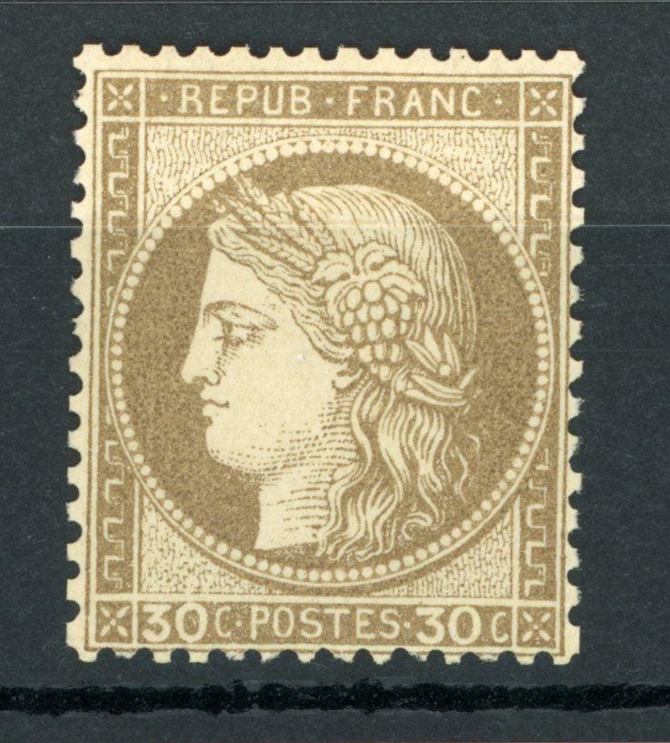 France 1872 - Rare, Signé Calves, cérès 30c brun - Yvert n°56 - Timbres-Et-Passion