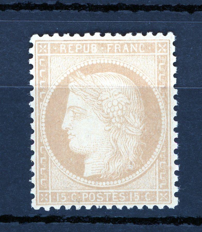 France 1873 - Signé Calves, Superbe Cérès 15c Bistre - Yvert n°55 - Timbres-Et-Passion