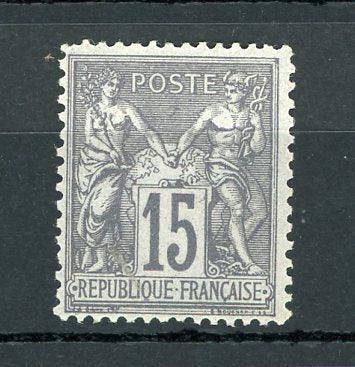 France 1876 - Signé Calves, Sage type II, 15cts gris - Yvert n°77 - Timbres-Et-Passion