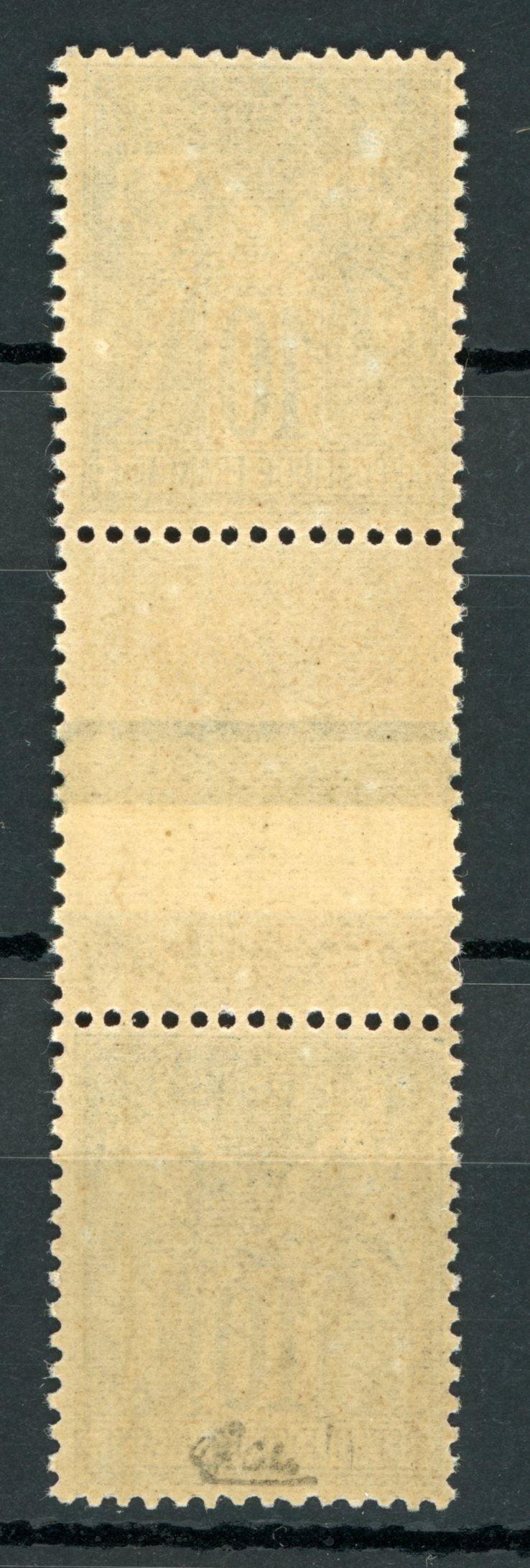 France 1877 - Signé Calves, qualité luxe, sage 10c noir sur lilas, Type II tenant par inter panneau à Type I - Yvert n°89f - Timbres-Et-Passion