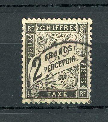 France 1882 - Signé Calves, rare Taxe 2Frs noir - Yvert n°23 - Timbres-Et-Passion