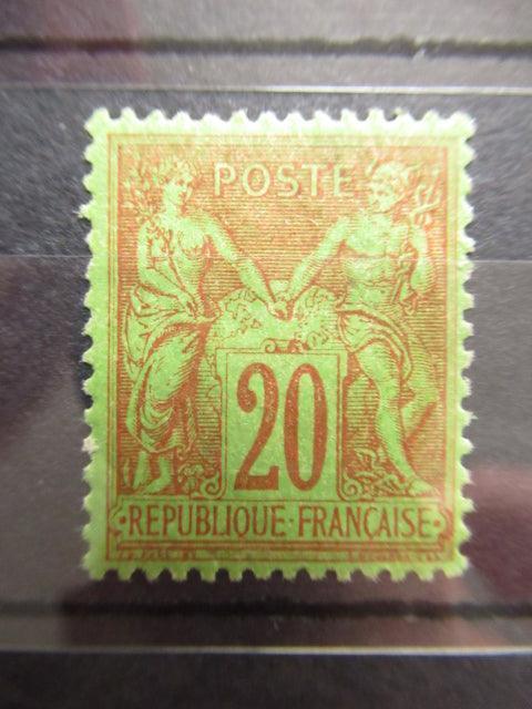 France 1884 - Sage type II, 20cts brique sur vert - Yvert n°96 - Timbres-Et-Passion