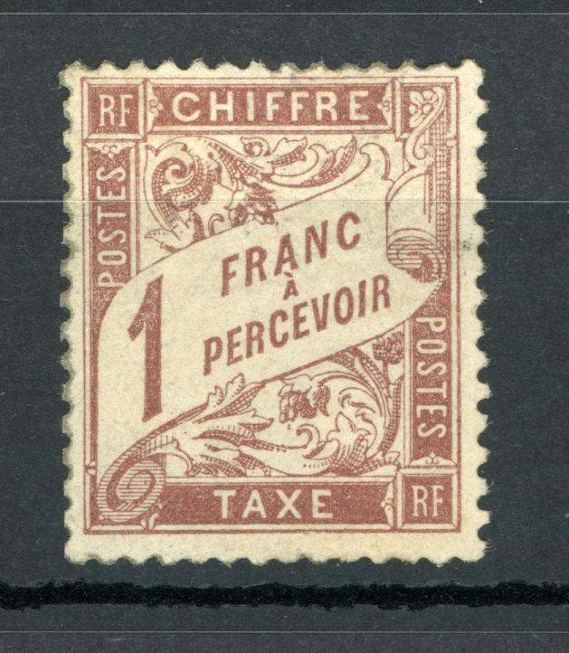 France 1884 - Signé Brun, cote 800€, Taxe 1Fr marron - Yvert Taxe n°25 - Timbres-Et-Passion