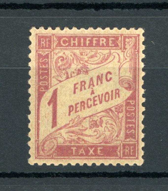 France 1893/1935 - Signé Brun, rare 1Fr rose sur paille - Yvert Taxe n°39 - Timbres-Et-Passion