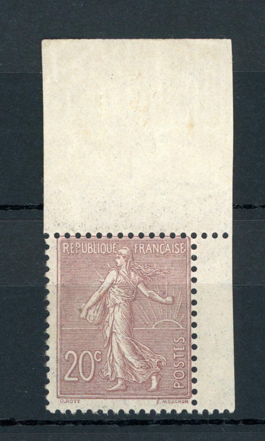 France 1903 - Superbe bord de feuille qualité Luxe, Semeuse 20cts brun-lilas - Yvert n°131 - Timbres-Et-Passion