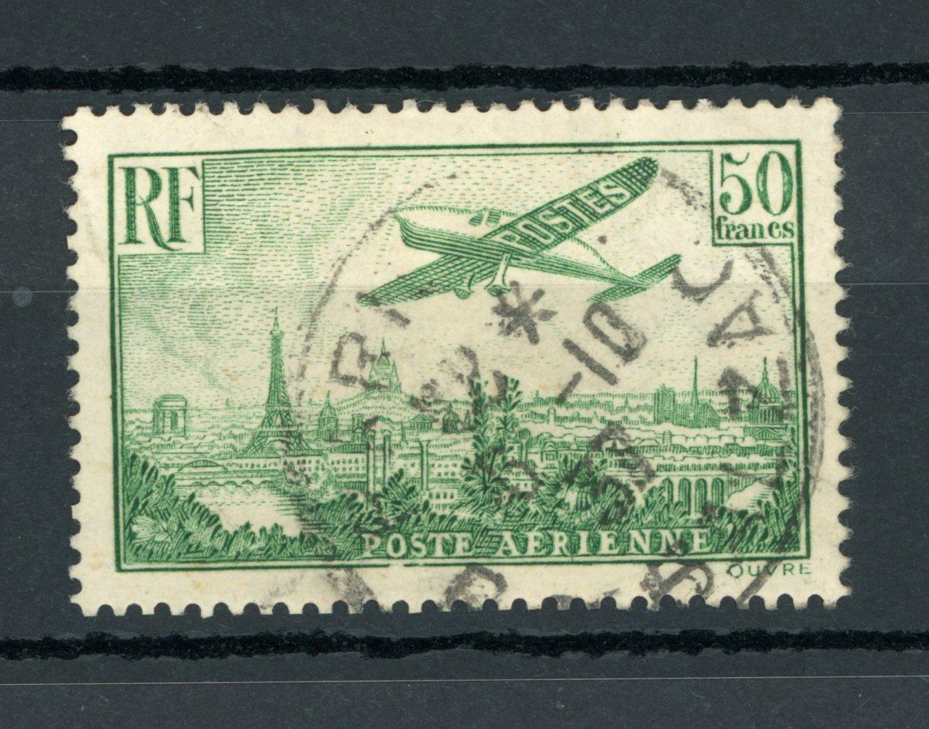 France 1936 - Signé Calves, Poste aérienne 50Frs vert jaune - Yvert PA n°14 - Timbres-Et-Passion