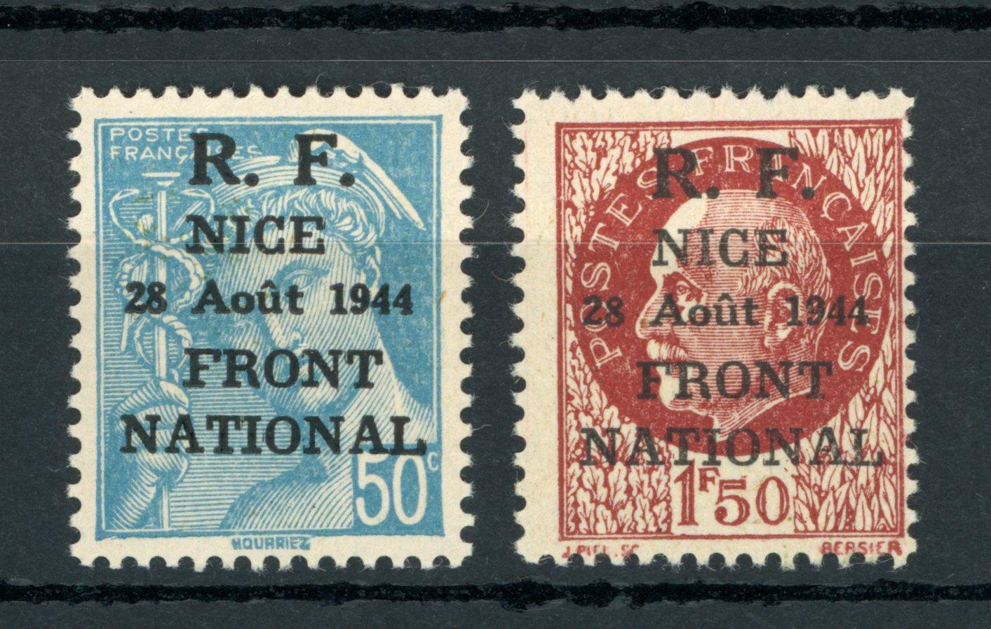 France 1944 - Signé Calves, libération de Nice - Mayer n°4M et 5 - Timbres-Et-Passion