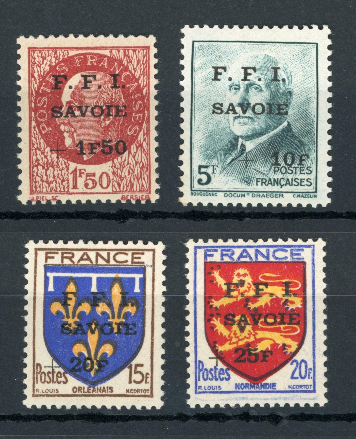 France 1944 - Signé, libération de la Chambery - Mayer n°1,2,5c et 6c - Timbres-Et-Passion